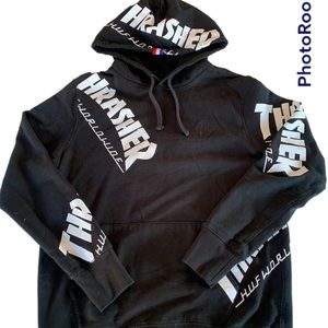 Thrasher Huf Worldwide Sweatshirt Pullover Pocket Black Size Large